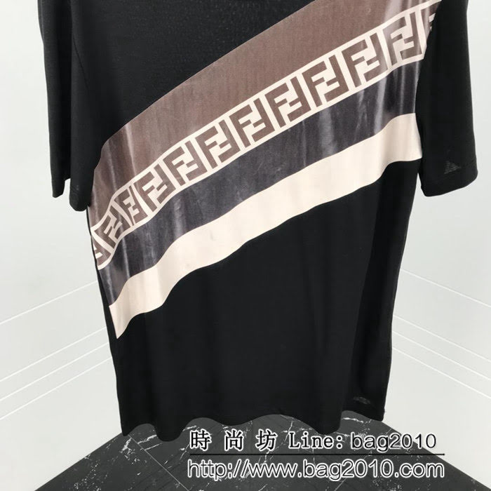 FENDI芬迪 19早春新款 斜杠F字母 絲光棉短袖 男女同款 ydi1682